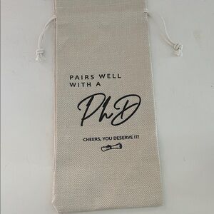 Chic Cream Wine Bag with Congrats to new PhD doctorate
